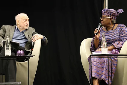 Photo of Nobel Laureate Joseph Stiglitz and WTO Director-General Ngozi Okonjo-Iweala