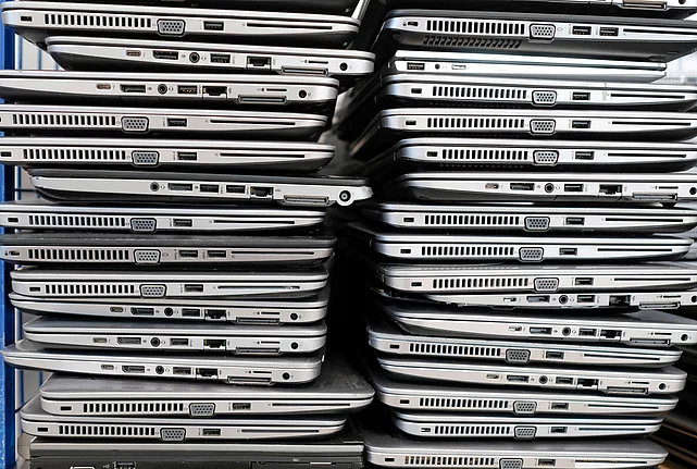 stacks of laptops