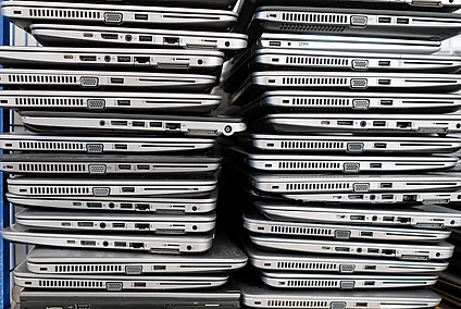 stacks of laptops