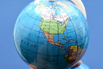 Small globe showing North America