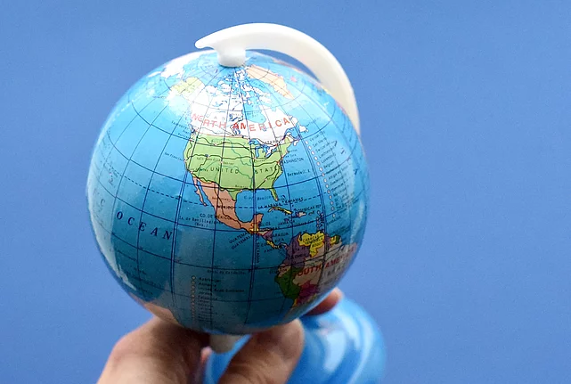 Small globe showing North America
