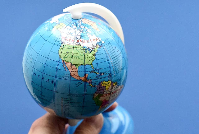 Small globe showing North America