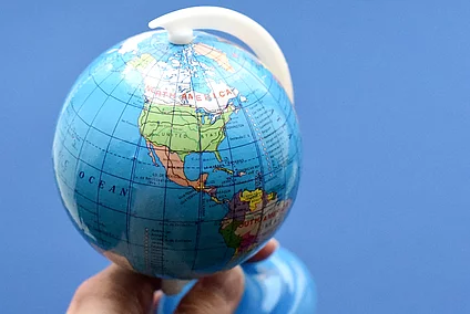 Small globe showing North America