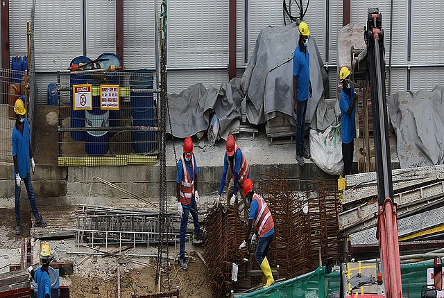Construction workers on a building site 