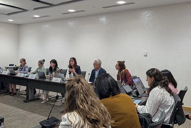 Panelists during a roundtable discussion on the role of "Human Control" in military AI.