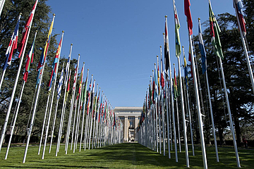 Allée des drapeaux of the United Nations in Geneva. 9 April 2015 von: Jean-Marc Ferré Licence: CC BY-NC-ND 2.0