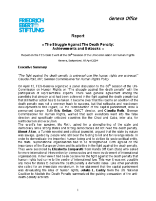 Report "The struggle against the death penalty: achievements and setbacks"